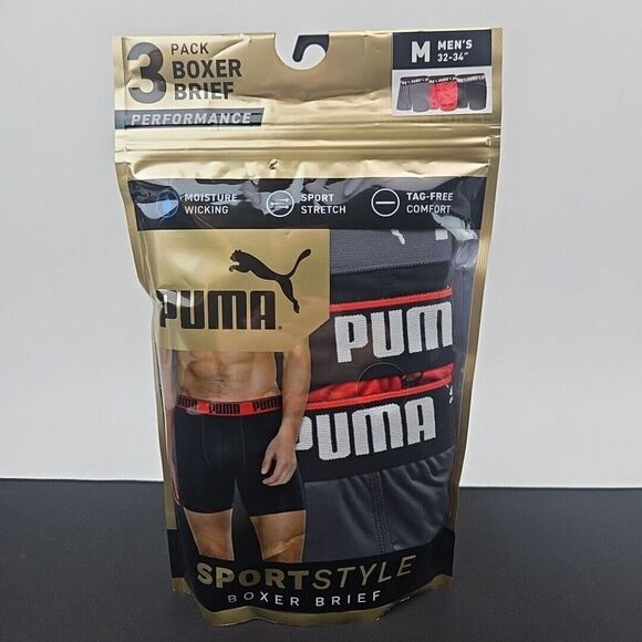 Puma Sportstyle Performance Boxer Brief 3‎ Pack Men's Size Medium New - Picture 1 of 3